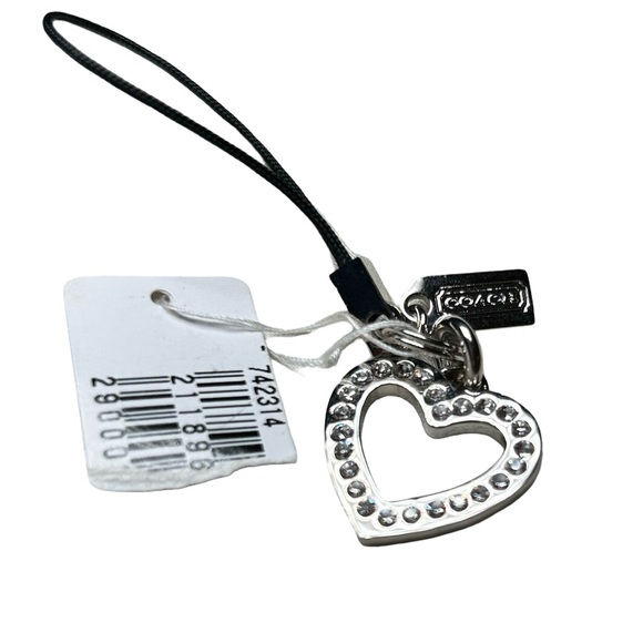 Coach Silver Heart Phone/Bag Charm with Crystals - Picture 4 of 5